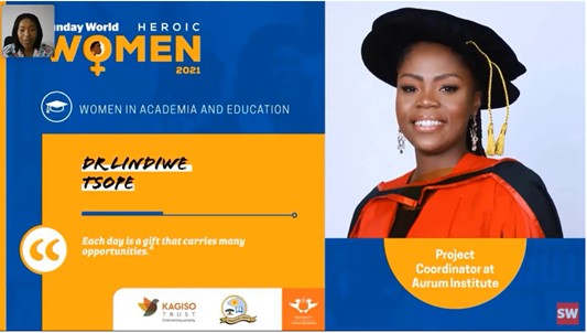 Aurum's Dr Lindiwe Tsobe honoured among 2021 Heroic Women